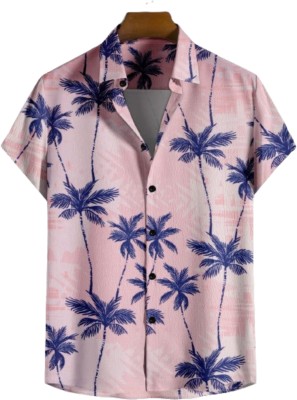 Spitonzy creation Men Self Design Casual Pink Shirt