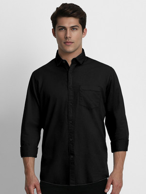 SHIMAK Men Printed Casual Black Shirt