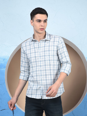 CRIMSOUNE CLUB Men Checkered Casual White Shirt