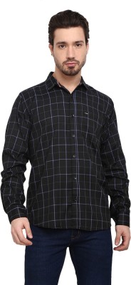 V-MART Men Checkered Casual Black Shirt