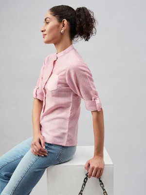 Roadster Women Self Design Casual Pink Shirt