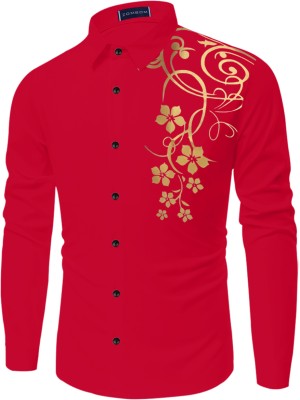 SHOPYCLICK Men Printed Casual Red Shirt