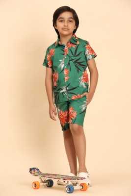 Enciger Boys Floral Print Casual Green Shirt