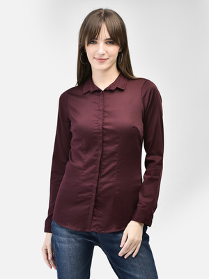 CRIMSOUNE CLUB Women Solid Casual Red Shirt
