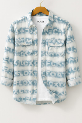 FOXEY Men Graphic Print Casual Blue Shirt
