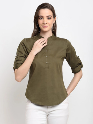 BRINNS Women Solid Casual Green Shirt