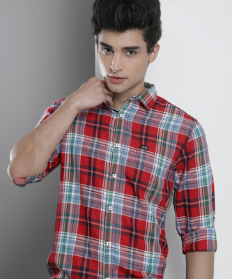 The Indian Garage Co. Men Checkered Casual Red Shirt