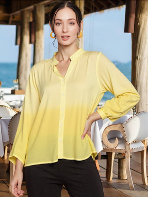 PP PRODUCTIONS Women Dyed/Ombre Casual Yellow Shirt