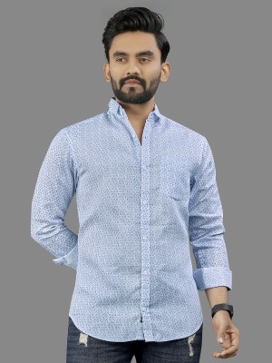 ISUEL FAB Men Ethnic Motifs Formal Blue Shirt