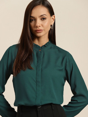 her by invictus Women Solid Casual Green Shirt