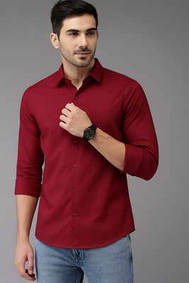 Lee Cross Men Solid Casual Maroon Shirt