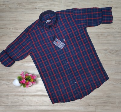 HouseOfCommon Men Checkered Casual Red, Dark Blue, White Shirt