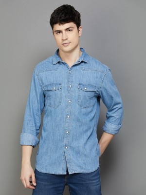 Forca by Lifestyle Men Solid Casual Blue Shirt