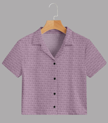 dream believe fashion Women Self Design Casual Purple Shirt