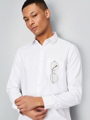 MAX Men Solid Casual White Shirt