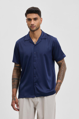 Snitch Men Solid Casual Blue Shirt