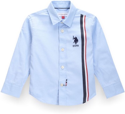 U.S. POLO ASSN. Baby Boys Striped Casual Light Blue Shirt