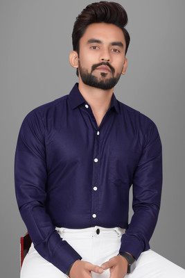 Voroxy Men Solid Formal Blue Shirt