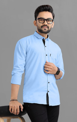 RAHUL CREATION Men Solid Casual Light Blue Shirt