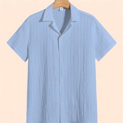 SHIRTWALA Men Self Design Casual Light Blue Shirt