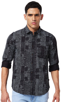 Spykar Men Printed Casual Black Shirt