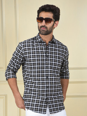 CRIMSOUNE CLUB Men Checkered Casual Black, White Shirt