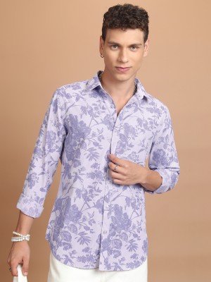 HIGHLANDER Men Printed Casual White, Purple Shirt