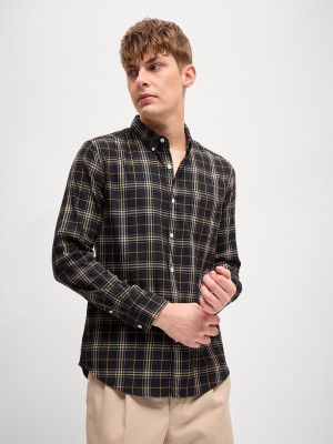 THE BEAR HOUSE Men Checkered Casual Black Shirt