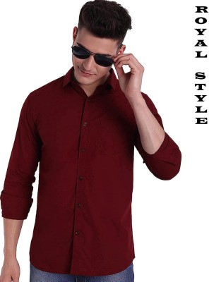 Sainal Enterprises Men Solid Formal Maroon Shirt