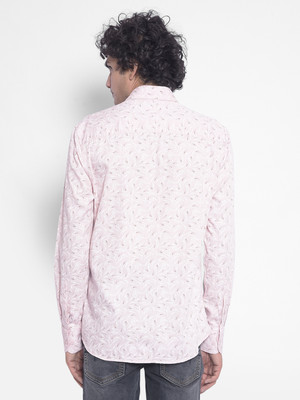CRIMSOUNE CLUB Men Printed Casual Pink Shirt