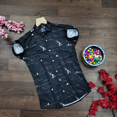 DHAMELIYA ENTERPRISE Men Printed Casual Black Shirt