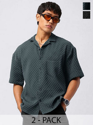 Moda Rapido Men Self Design Formal Multicolor Shirt(Pack of 2)