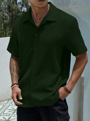 Balkrishna Creation Men Self Design Casual Dark Green Shirt