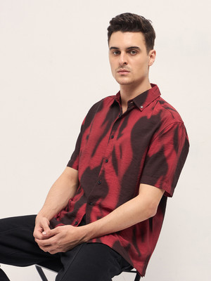 THE BEAR HOUSE Men Printed Casual Red Shirt