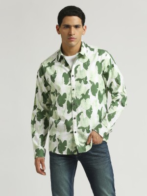 Pepe Jeans Men Printed Casual Green, Light Green Shirt