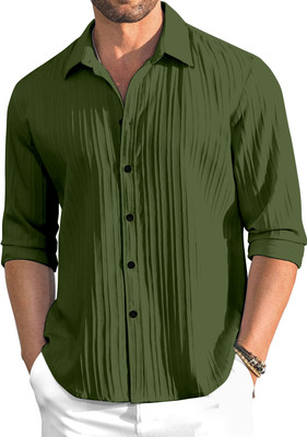 OXXOM Men Solid Casual Green Shirt