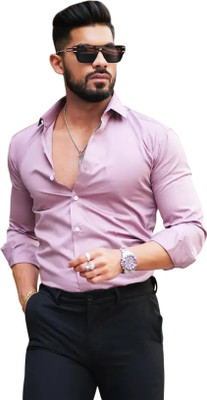 UtkarshNiche Men Solid Casual Pink Shirt