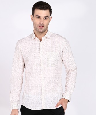 PARK AVENUE Men Printed Casual Beige, White Shirt