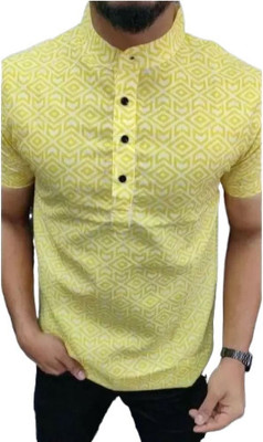 Stellalifestyle Men Solid Casual Yellow Shirt