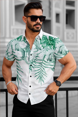 Manamrut Men Floral Print Casual White Shirt