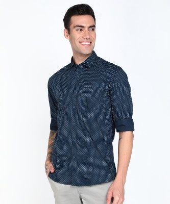 PETER ENGLAND Men Printed Casual Dark Blue Shirt