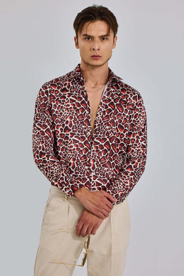 Snitch Men Printed Casual Brown Shirt