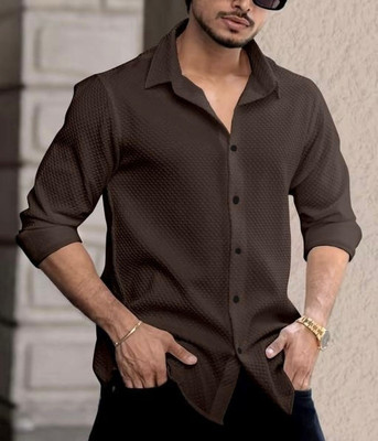 JACKBELLA Men Solid Casual Beige Shirt