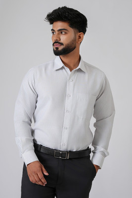 Haute Tissue Men Striped Casual Beige Shirt