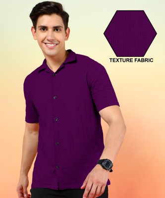 INDICLUB Men Self Design Casual Maroon Shirt