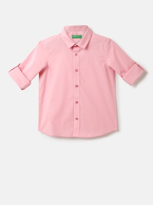 United Colors of Benetton Baby Boys Solid Casual Pink Shirt
