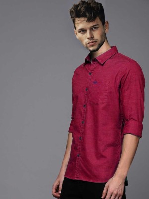 Jack Vault Men Solid Casual Red Shirt