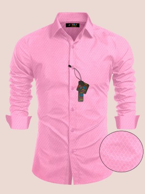 Zimli Men Solid Casual Pink Shirt