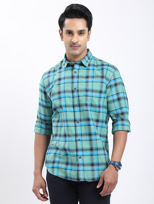 INDIAN TERRAIN Men Checkered Casual Green Shirt