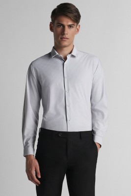 LOUIS PHILIPPE Men Striped Formal Grey Shirt